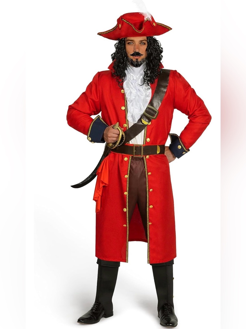 Spooktacular Creations Mens Pirate Captain Costume Set, Red Deluxe Captain